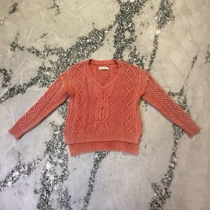 Anthropologie Pilcro Sweater Women Size XS Orange Jasmine Cable Knit 100% Cotton